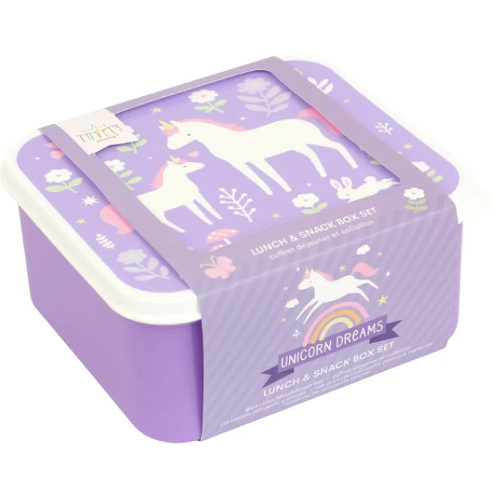 Lunchboxen>A Little Lovely Company Charlie Lunch & Snack Box unicorn dreams