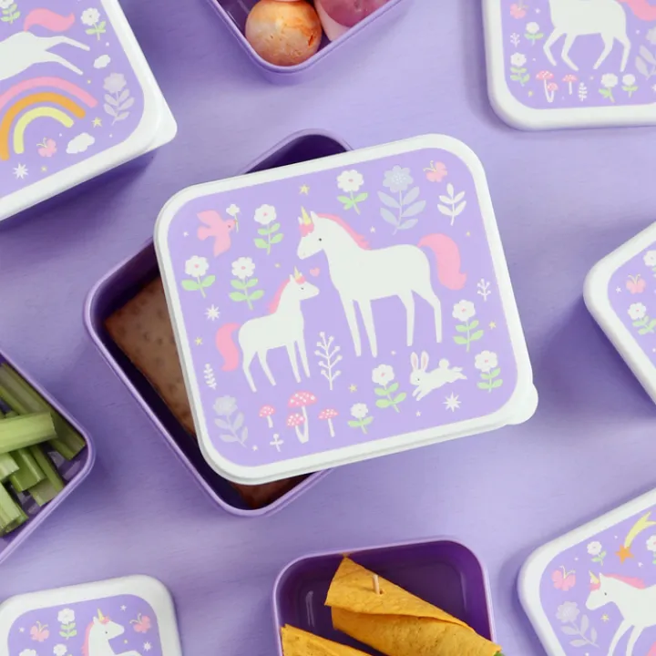 Lunchboxen>A Little Lovely Company Charlie Lunch & Snack Box unicorn dreams