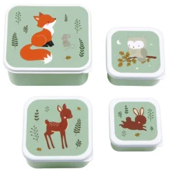 Lunchboxen>A Little Lovely Company Charlie Lunch & Snack Box forest friends - sage