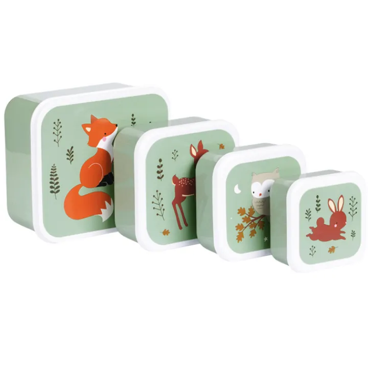 Lunchboxen>A Little Lovely Company Charlie Lunch & Snack Box forest friends - sage