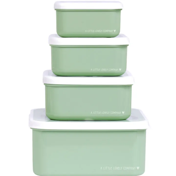 Lunchboxen>A Little Lovely Company Charlie Lunch & Snack Box forest friends - sage