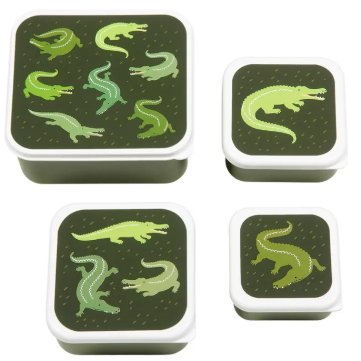 Lunchboxen>A Little Lovely Company Charlie Lunch & Snack Box crocodiles