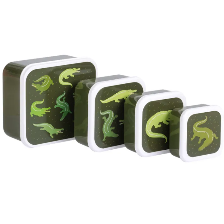 Lunchboxen>A Little Lovely Company Charlie Lunch & Snack Box crocodiles