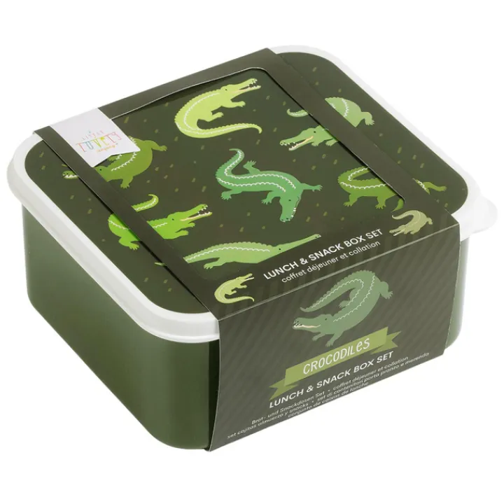 Lunchboxen>A Little Lovely Company Charlie Lunch & Snack Box crocodiles
