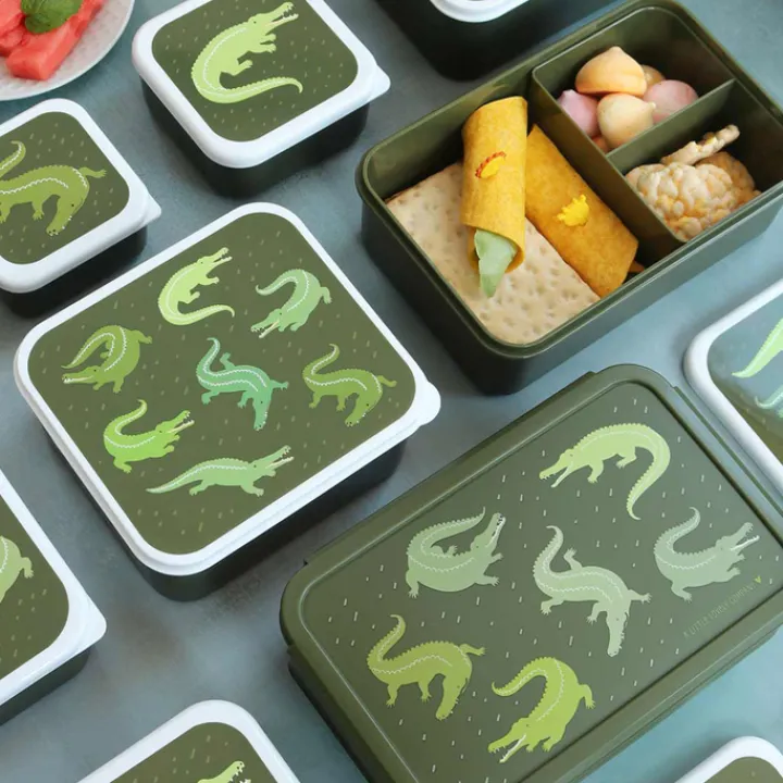Lunchboxen>A Little Lovely Company Charlie Lunch & Snack Box crocodiles