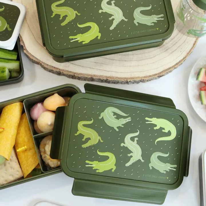 Lunchboxen>A Little Lovely Company Robin Bento Lunchbox crocodiles