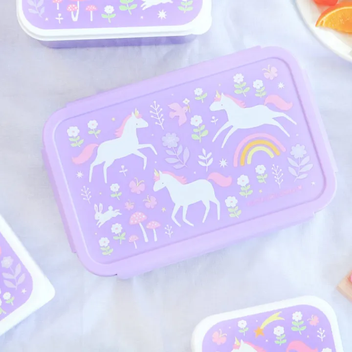 Lunchboxen>A Little Lovely Company Robin Bento Lunchbox unicorn dreams