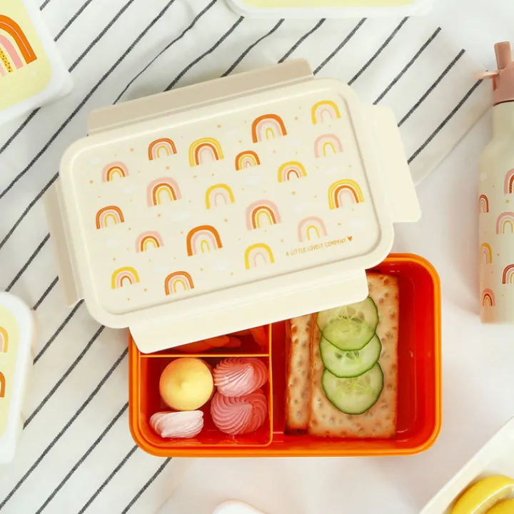 Lunchboxen>A Little Lovely Company Robin Bento Lunchbox rainbows
