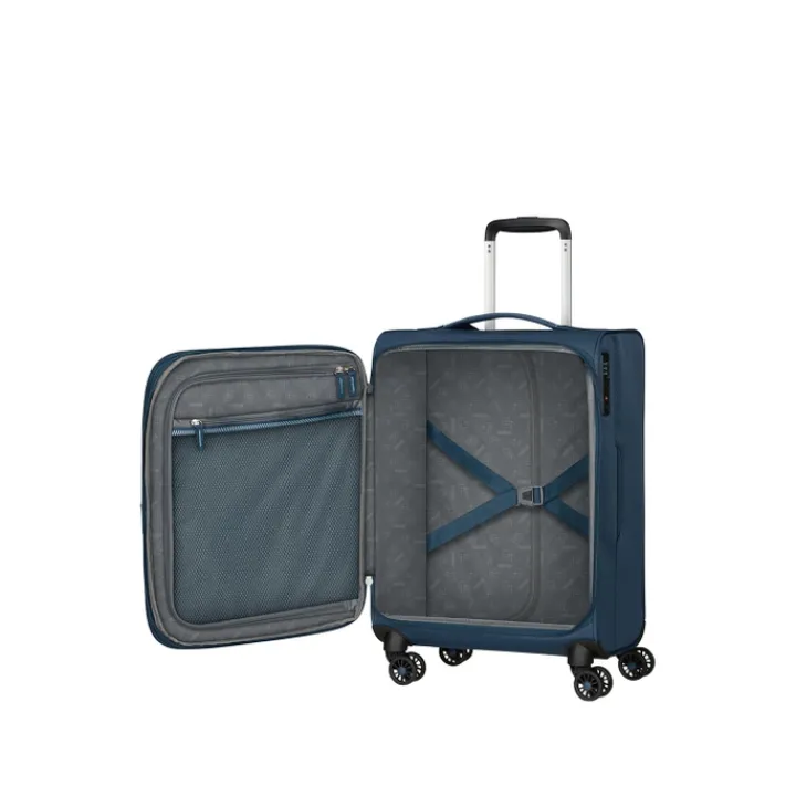 Transavia Trolleys|Handbagage Trolleys>American Tourister Aerospin Spinner S Exp indigo