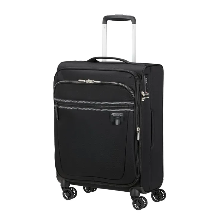 Transavia Trolleys|Handbagage Trolleys>American Tourister Aerospin Spinner S Exp black