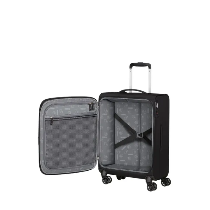 Transavia Trolleys|Handbagage Trolleys>American Tourister Aerospin Spinner S Exp black