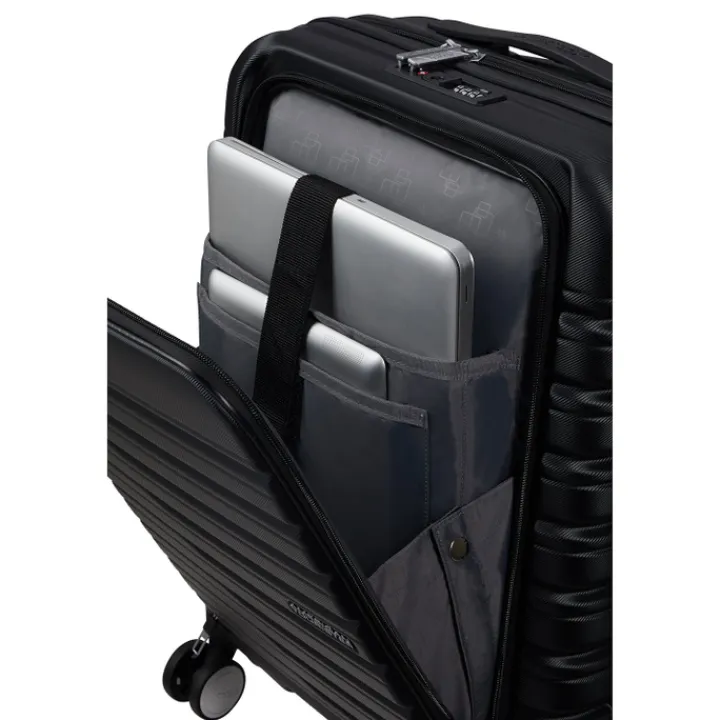 Transavia Trolleys|Ryanair Trolleys>American Tourister Flashline Spin. 55/20 Frontloader Cabin Trolley shadow black