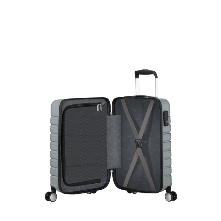 Transavia Trolleys|Klm Trolleys>American Tourister Flashline Spin. 55/25 Cabin Trolley sky silver