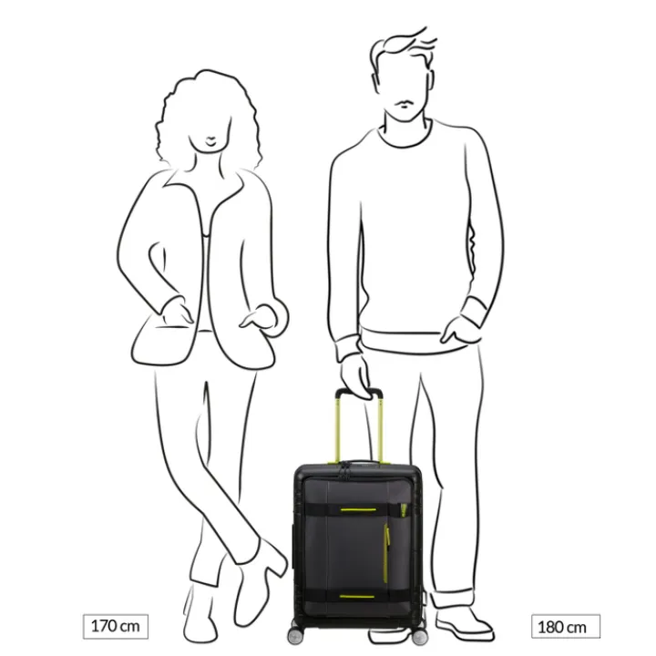 Handbagage Trolleys|Laptop Trolleys>American Tourister Hello Cabin Spinner 55 EXP Coated black/lime