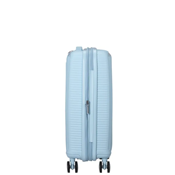 Transavia Trolleys|Ryanair Trolleys>American Tourister Soundbox Spinner 55/20 TSA Expandable pastel blue