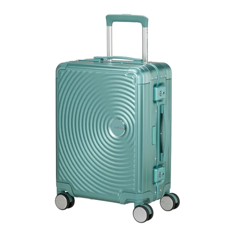 Transavia Trolleys|Handbagage Trolleys>American Tourister Soundbox Aluminium Spinner 55 Expandable dusty turquoise