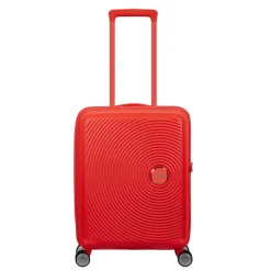 Transavia Trolleys|Ryanair Trolleys>American Tourister Soundbox Spinner 55/20 TSA Expandable neon orange