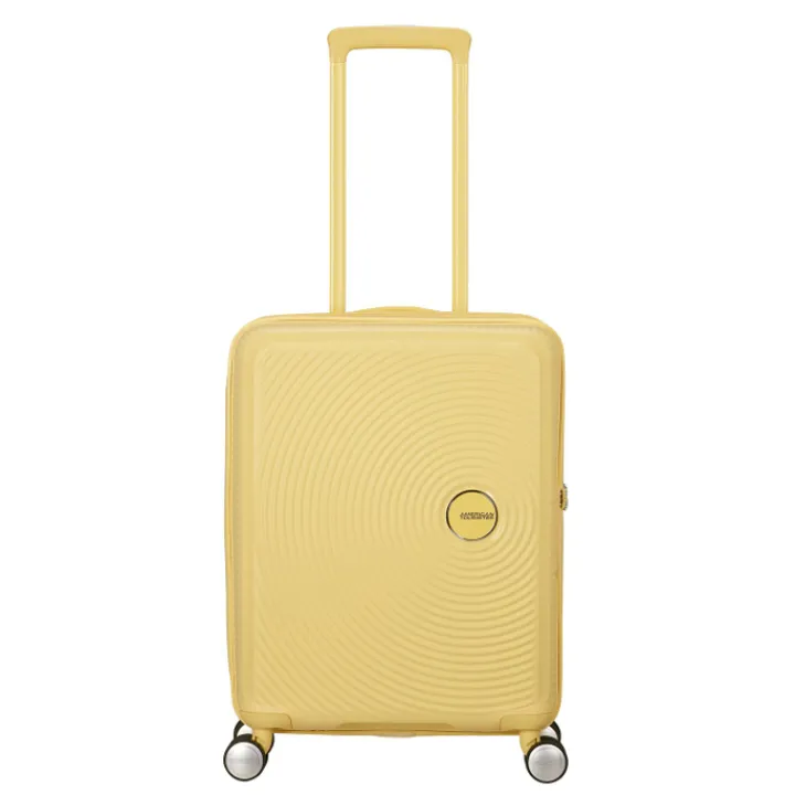 Transavia Trolleys|Ryanair Trolleys>American Tourister Soundbox Spinner 55/20 TSA Expandable pastel yellow