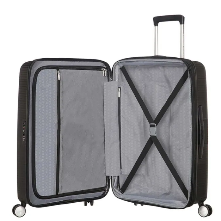 Reistrolleys|Reiskoffers>American Tourister Soundbox Spinner 77 Expandable bass black