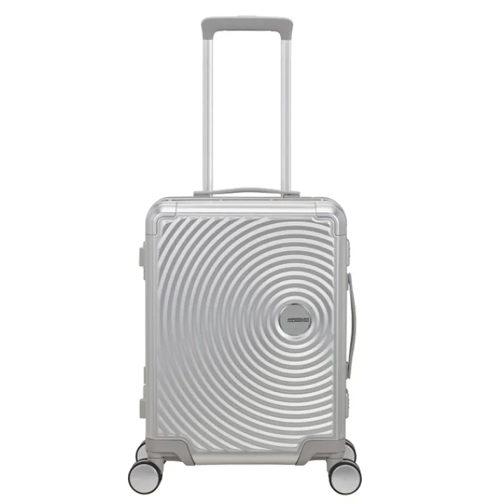 Transavia Trolleys|Handbagage Trolleys>American Tourister Soundbox Alu Spinner 55/20 TSA silver