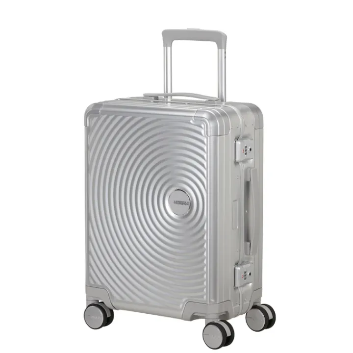 Transavia Trolleys|Handbagage Trolleys>American Tourister Soundbox Alu Spinner 55/20 TSA silver