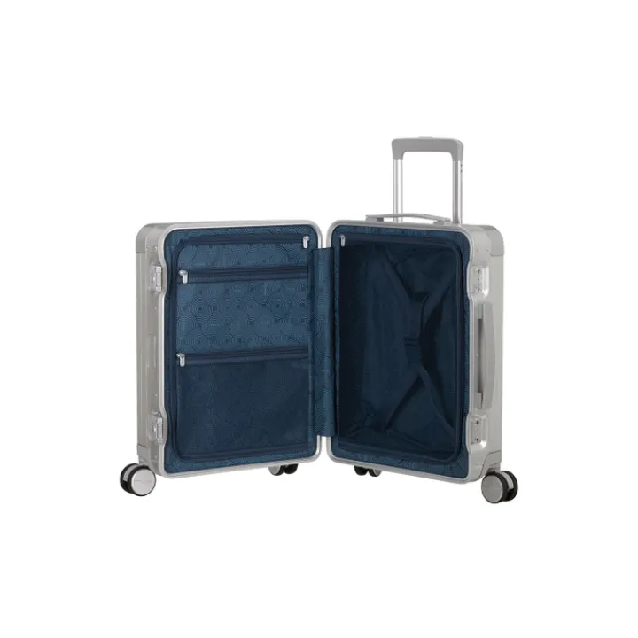 Transavia Trolleys|Handbagage Trolleys>American Tourister Soundbox Alu Spinner 55/20 TSA silver