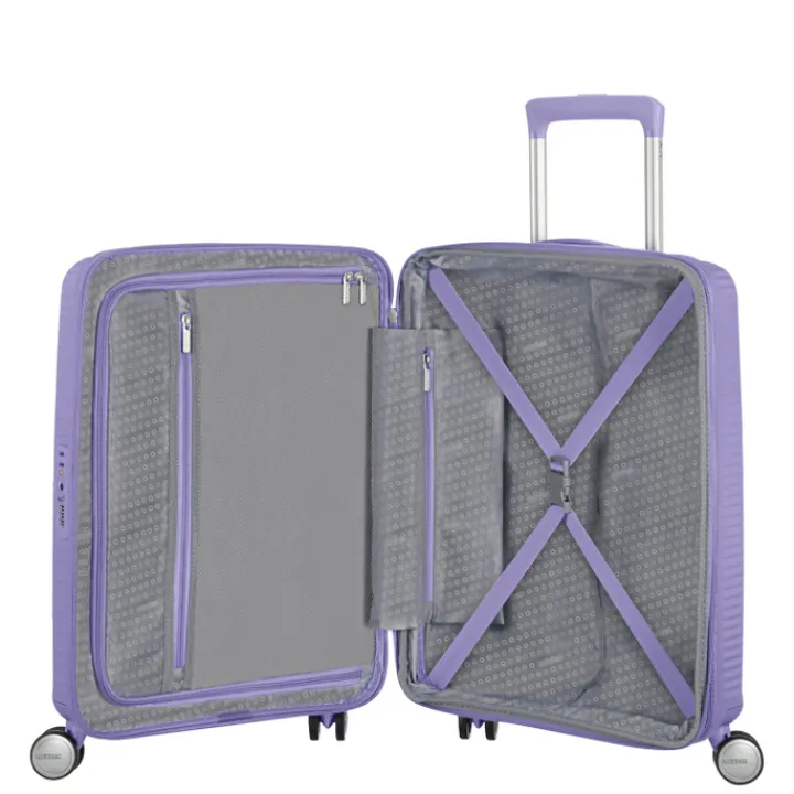 Transavia Trolleys|Ryanair Trolleys>American Tourister Soundbox Spinner 55 Expandable lavender