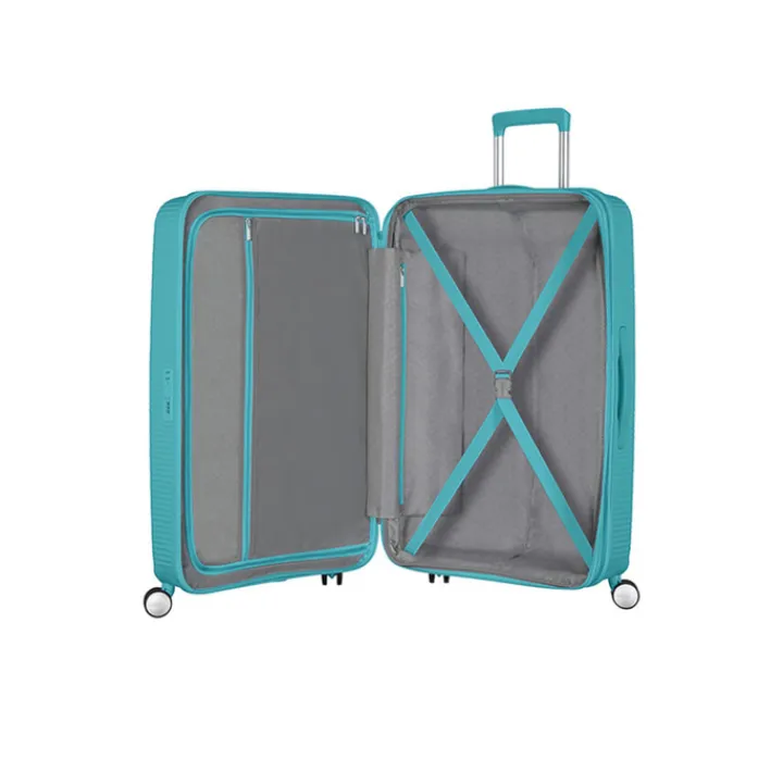 Reistrolleys|Reiskoffers>American Tourister Soundbox Spinner 77 Expandable turquoise tonic