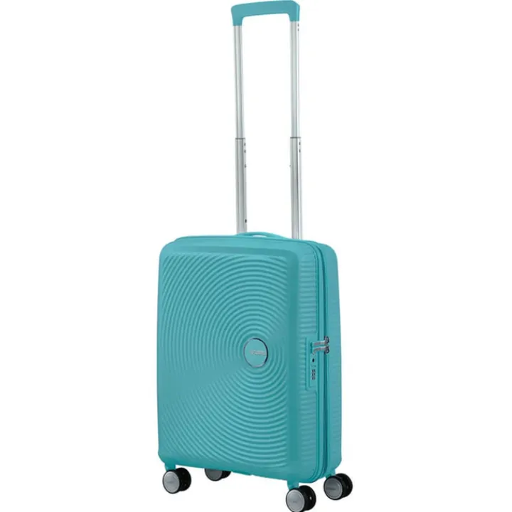 Transavia Trolleys|Ryanair Trolleys>American Tourister Soundbox Spinner 55 Expandable turquoise tonic