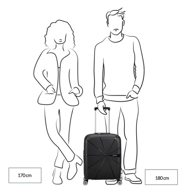 Transavia Trolleys|Handbagage Trolleys>American Tourister Starvibe Spinner 55 EXP met. peach