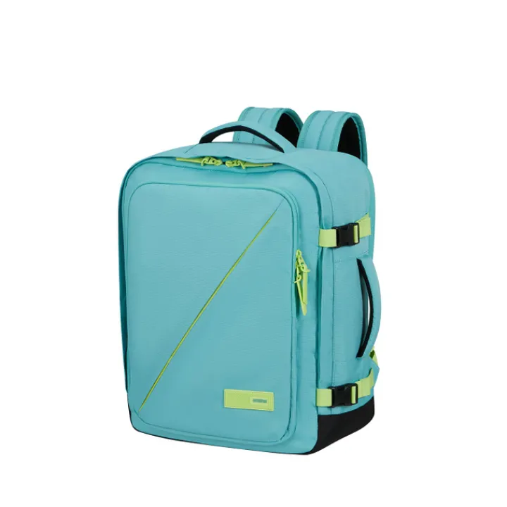 Handbagage Reistassen|Heren Reistassen>American Tourister TAKE2CABIN Casual Backpack M dusty turquoise/lime