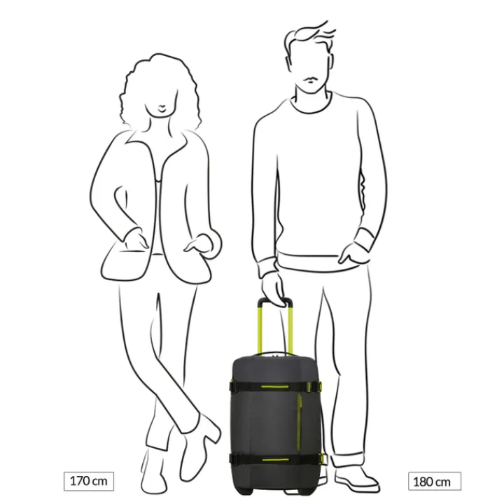 Heren Reistassen|Dames Reistassen>American Tourister Urban Track Duffle/Wheels S Coated black/lime