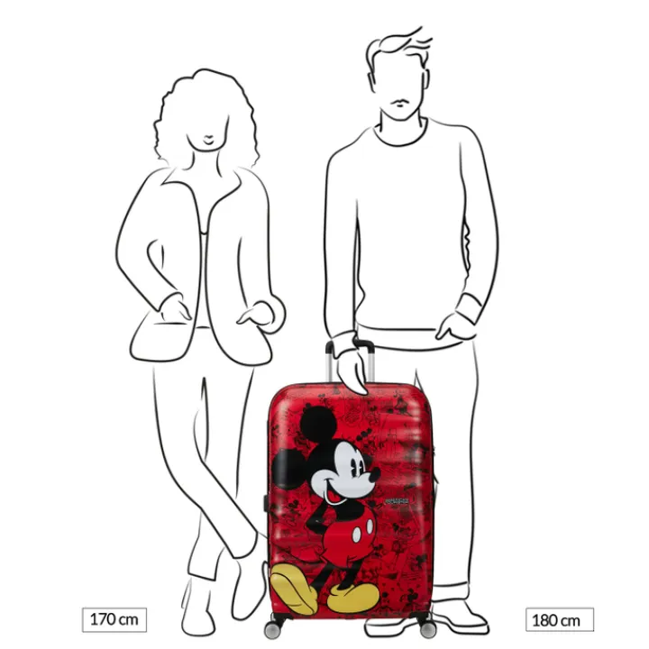 Reistrolleys|Reiskoffers>American Tourister Wavebreaker Disney Spinner 77/28 TSA mickey comics red