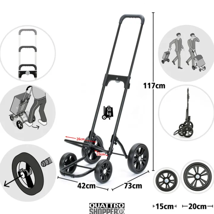 Boodschappen Trolleys|Reistrolleys>Andersen Quattro Shopper Erbo black