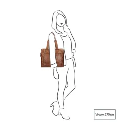 Schoudertassen|Handtassen>Bear Design Cow Lavato Laptopschoudertas cognac