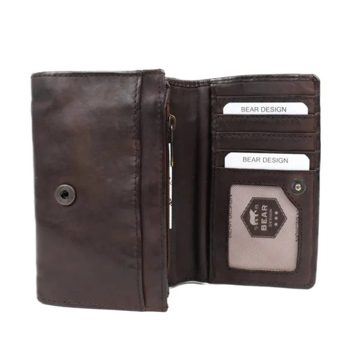 Rfid Portemonnees|Kleine Portemonnees>Bear Design Cow Lavato Wallet brown