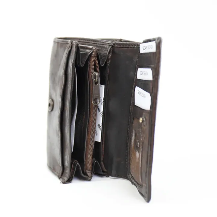 Rfid Portemonnees|Kleine Portemonnees>Bear Design Cow Lavato Wallet brown