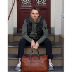 Handbagage Reistassen|Dames Reistassen>Bear Design Lucien Weekendbag cognac
