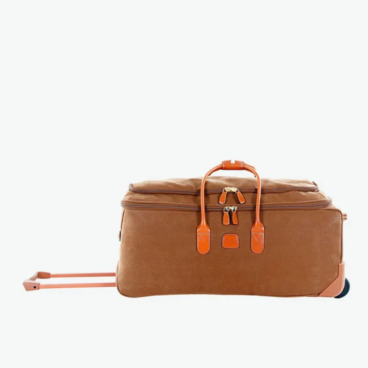 Zachte Koffers|Reiskoffers>Bric's Life Holdall Wheeled Duffle 70 camel