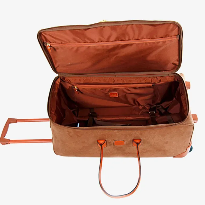 Zachte Koffers|Reiskoffers>Bric's Life Holdall Wheeled Duffle 70 camel