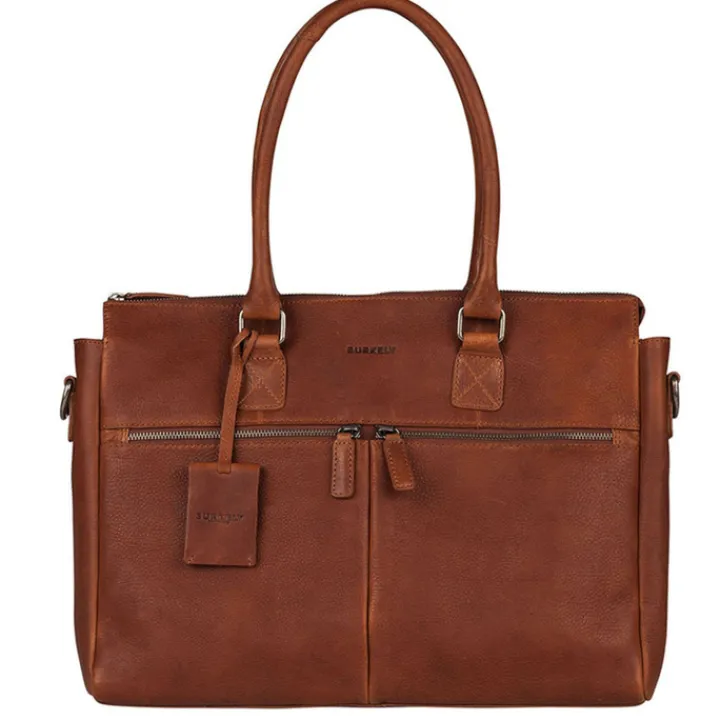 15.6 Inch Laptoptassen|Laptop Schoudertassen>Burkely Antique Avery Laptopbag 15.6" cognac