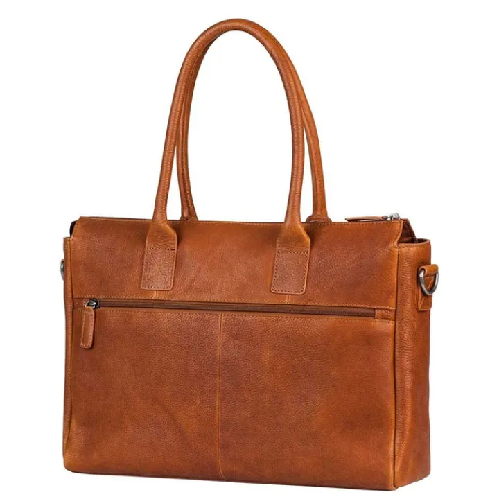 15.6 Inch Laptoptassen|Laptop Schoudertassen>Burkely Antique Avery Laptopbag 15.6" cognac