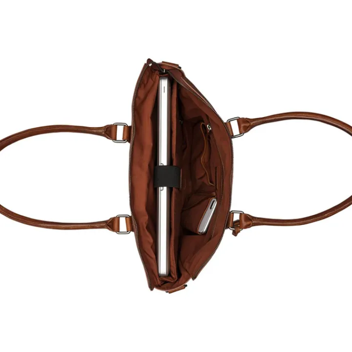 15.6 Inch Laptoptassen|Laptop Schoudertassen>Burkely Antique Avery Laptopbag 15.6" cognac