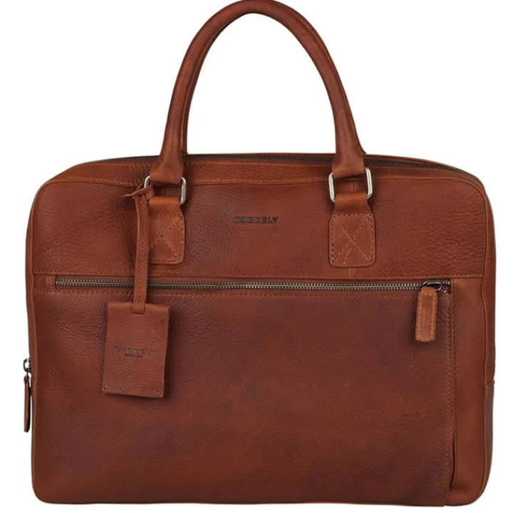 Herentassen|Laptop Schoudertassen>Burkely Antique Avery Laptopbag 13.3'' cognac