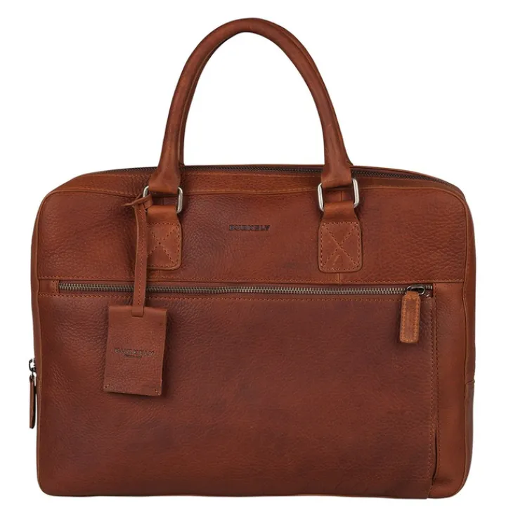 Herentassen|Laptop Schoudertassen>Burkely Antique Avery Laptopbag 13.3'' cognac