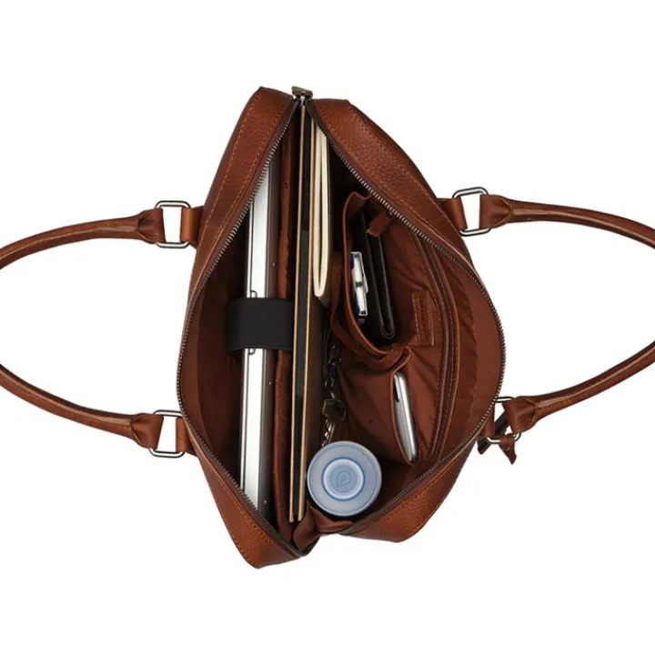Herentassen|Laptop Schoudertassen>Burkely Antique Avery Laptopbag 13.3'' cognac