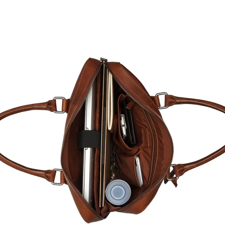 Herentassen|Laptop Schoudertassen>Burkely Antique Avery Laptopbag 13.3'' cognac