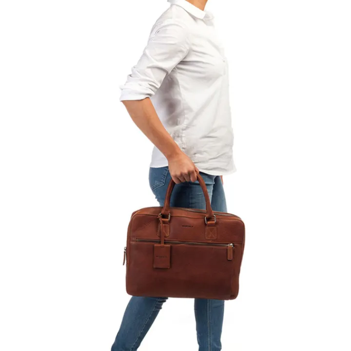 Herentassen|Laptop Schoudertassen>Burkely Antique Avery Laptopbag 13.3'' cognac