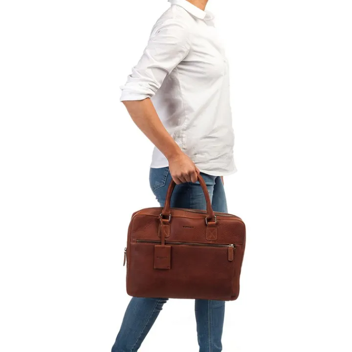 Herentassen|Laptop Schoudertassen>Burkely Antique Avery Laptopbag 13.3'' cognac