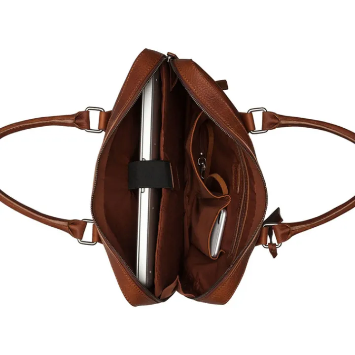 Herentassen|Laptop Schoudertassen>Burkely Antique Avery Laptopbag 13.3'' cognac